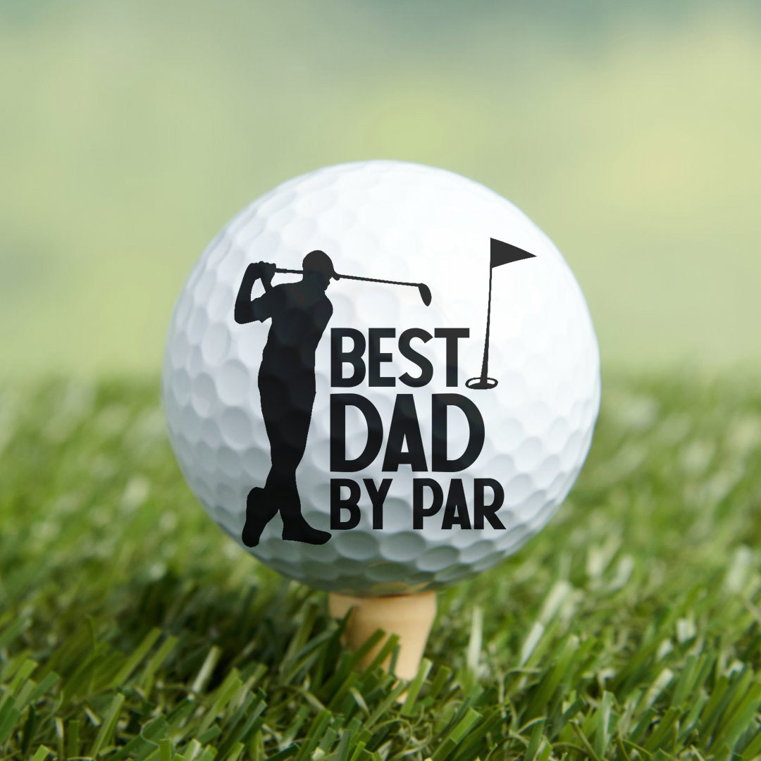 Best Dad By Par Grandpa Papa Husband Golf Gift - Personalized Photo Golf Ball