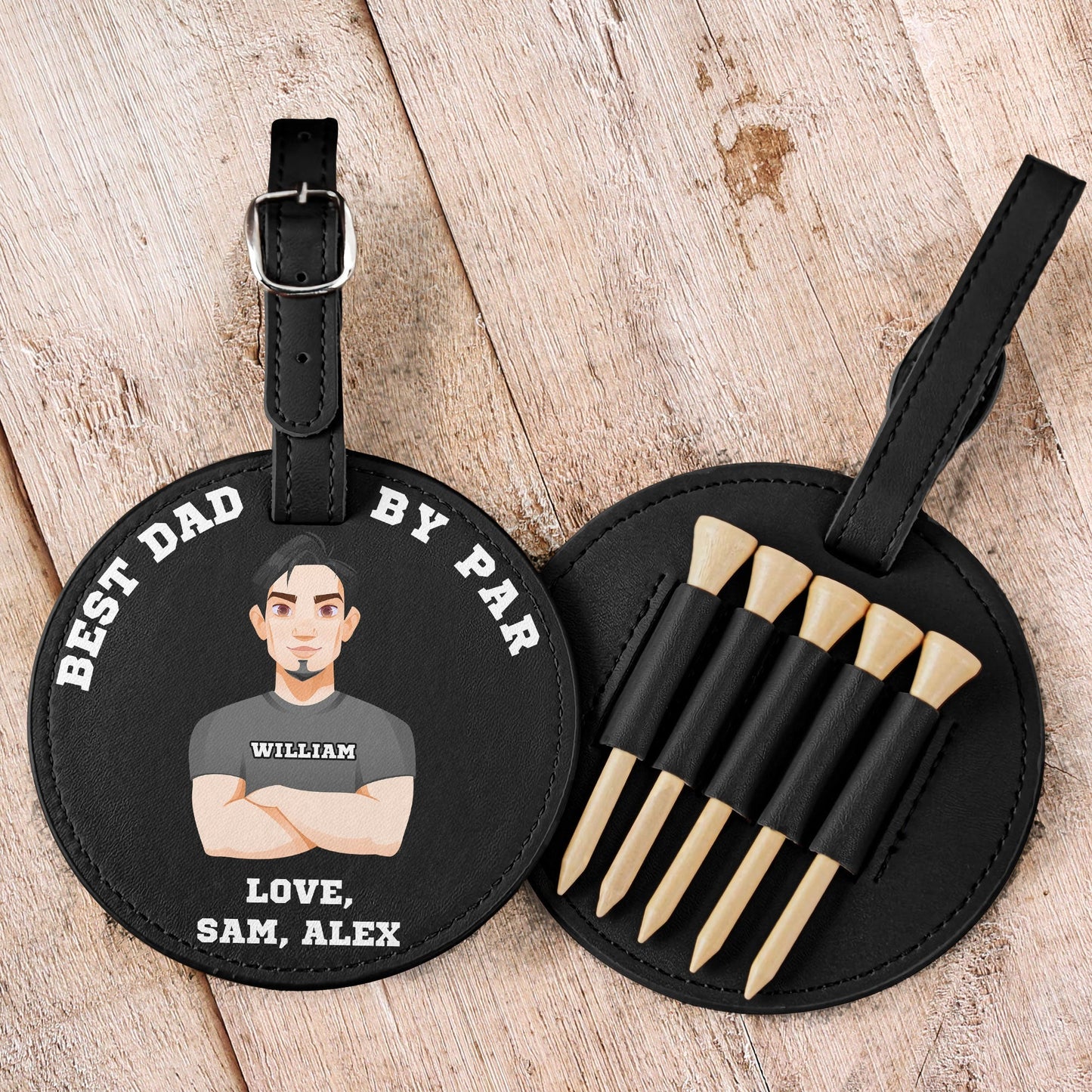 Best Dad By Par - Personalized Leather Golf Bag Tag