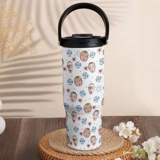 Best Dad Ever Father's Day Gift For Men - Personalized Photo 30oz Tumbler With Handle
