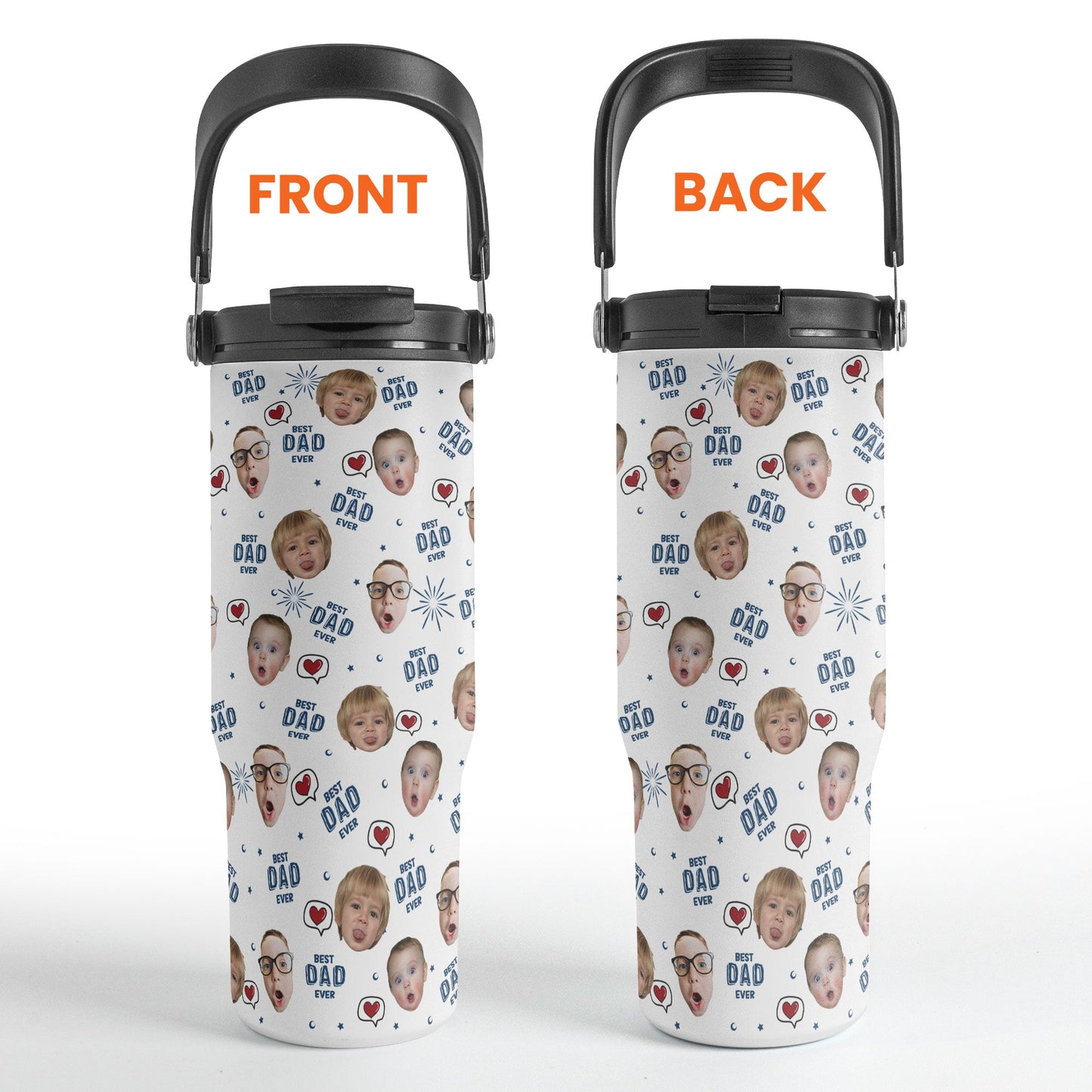 Best Dad Ever Father's Day Gift For Men - Personalized Photo 30oz Tumbler With Handle