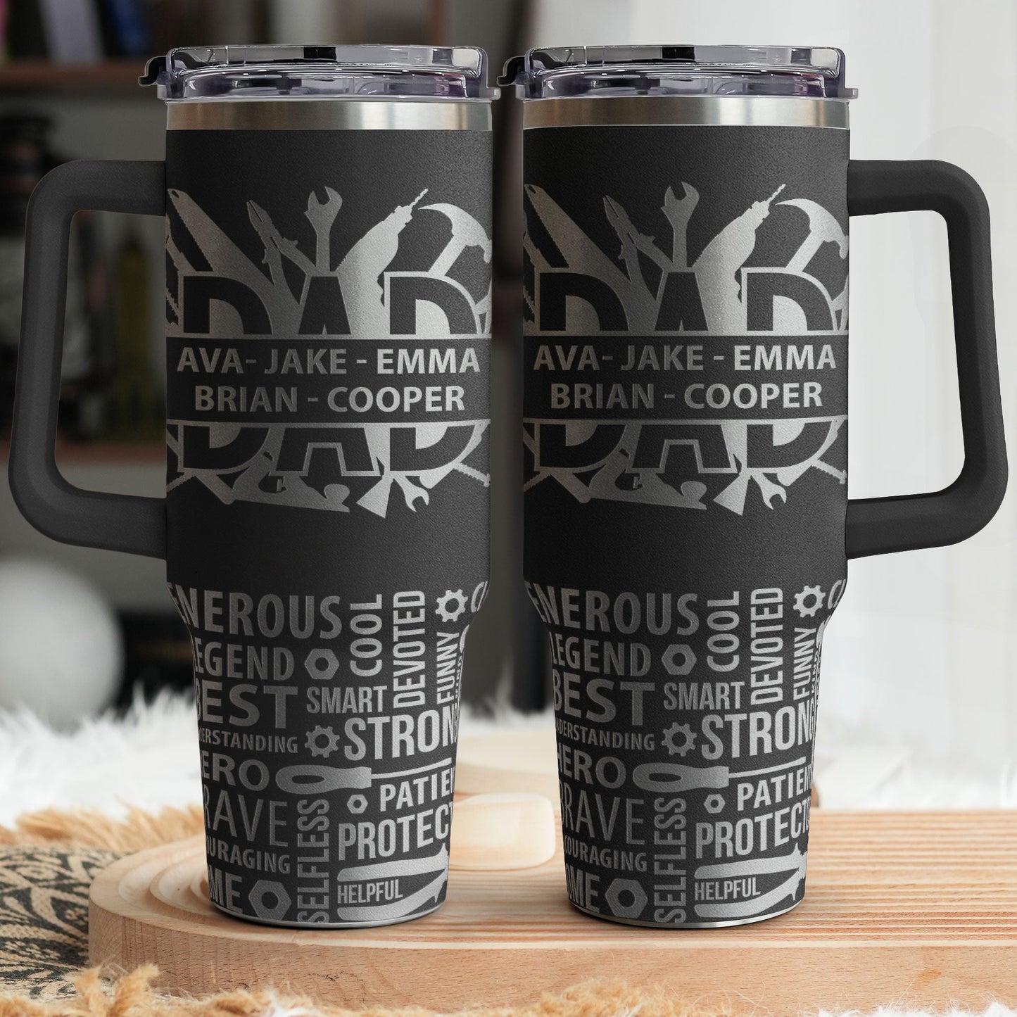 Best Dad Ever Gift Dad Tools Custom Kids Names - Personalized 40oz Tumbler