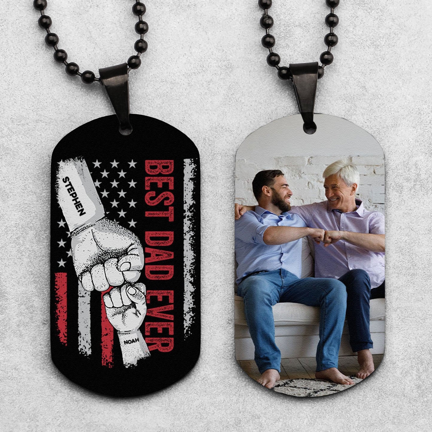 Best Dad Ever - Personalized Dog Tag Necklace
