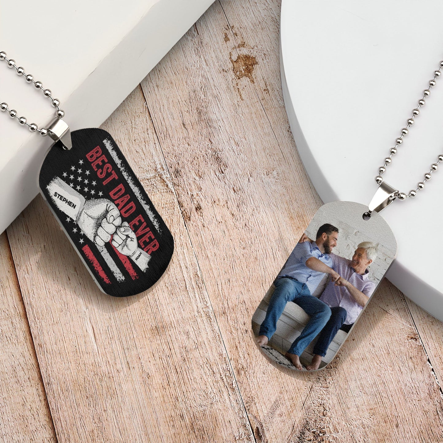Best Dad Ever - Personalized Dog Tag Necklace