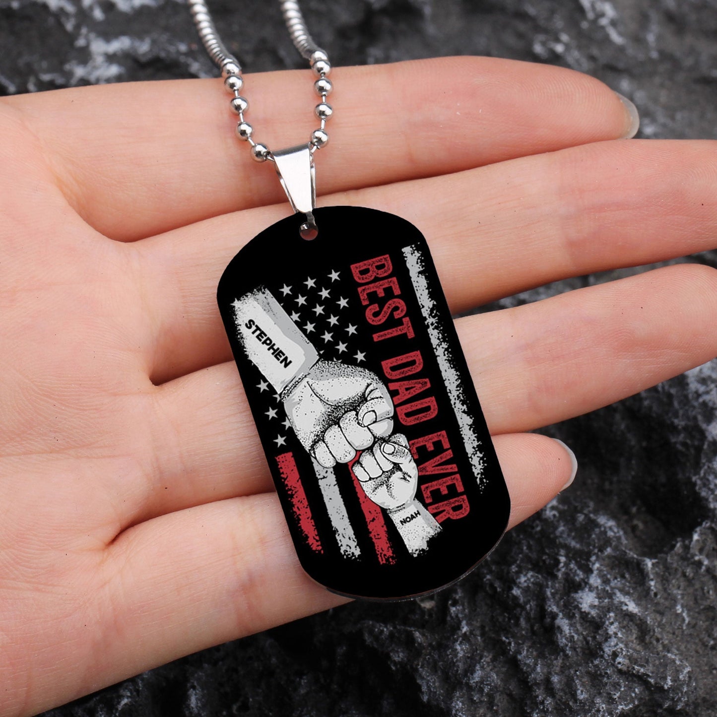 Best Dad Ever - Personalized Dog Tag Necklace