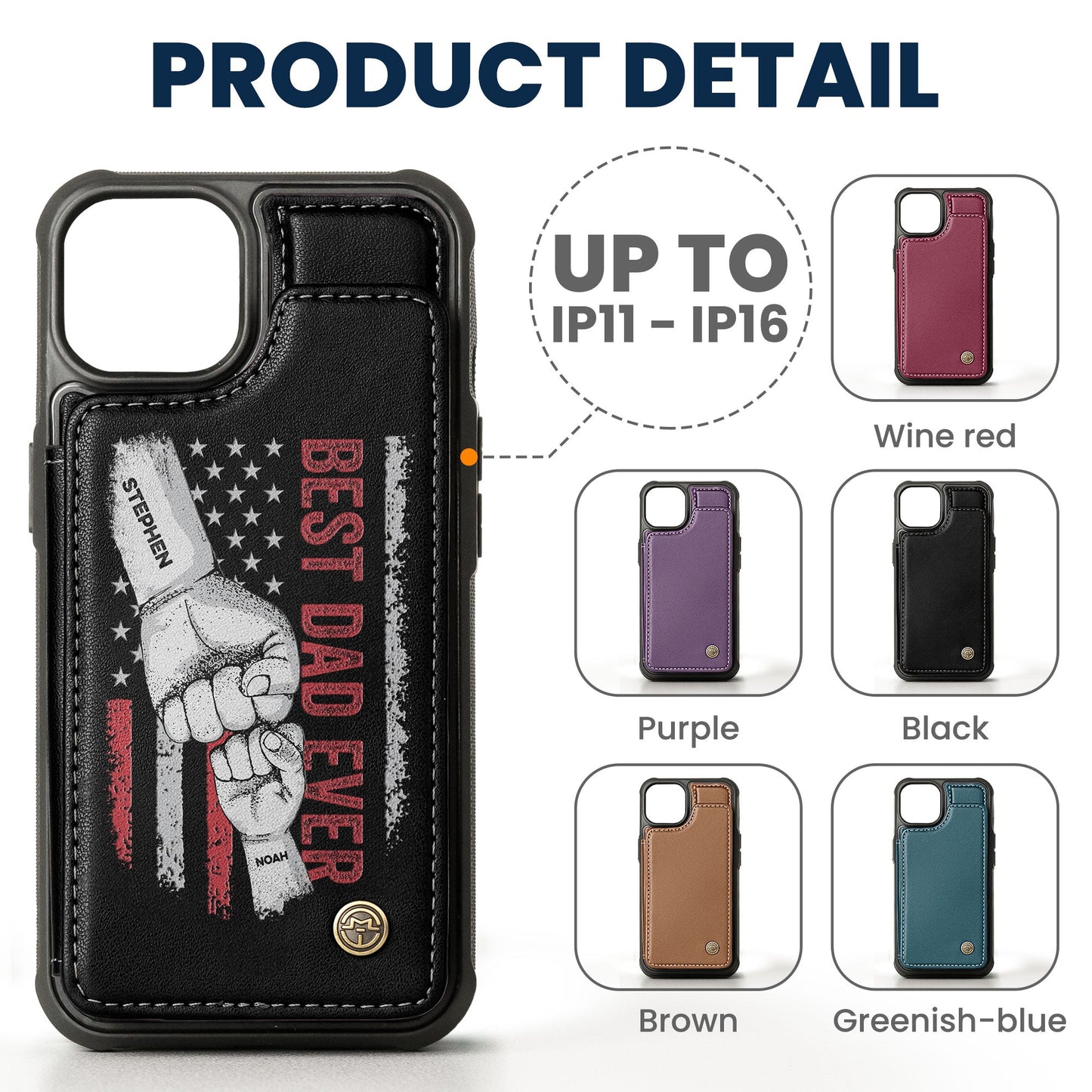 Best Dad Ever - Vintage Version - Personalized Leather Flip Wallet Phone Case