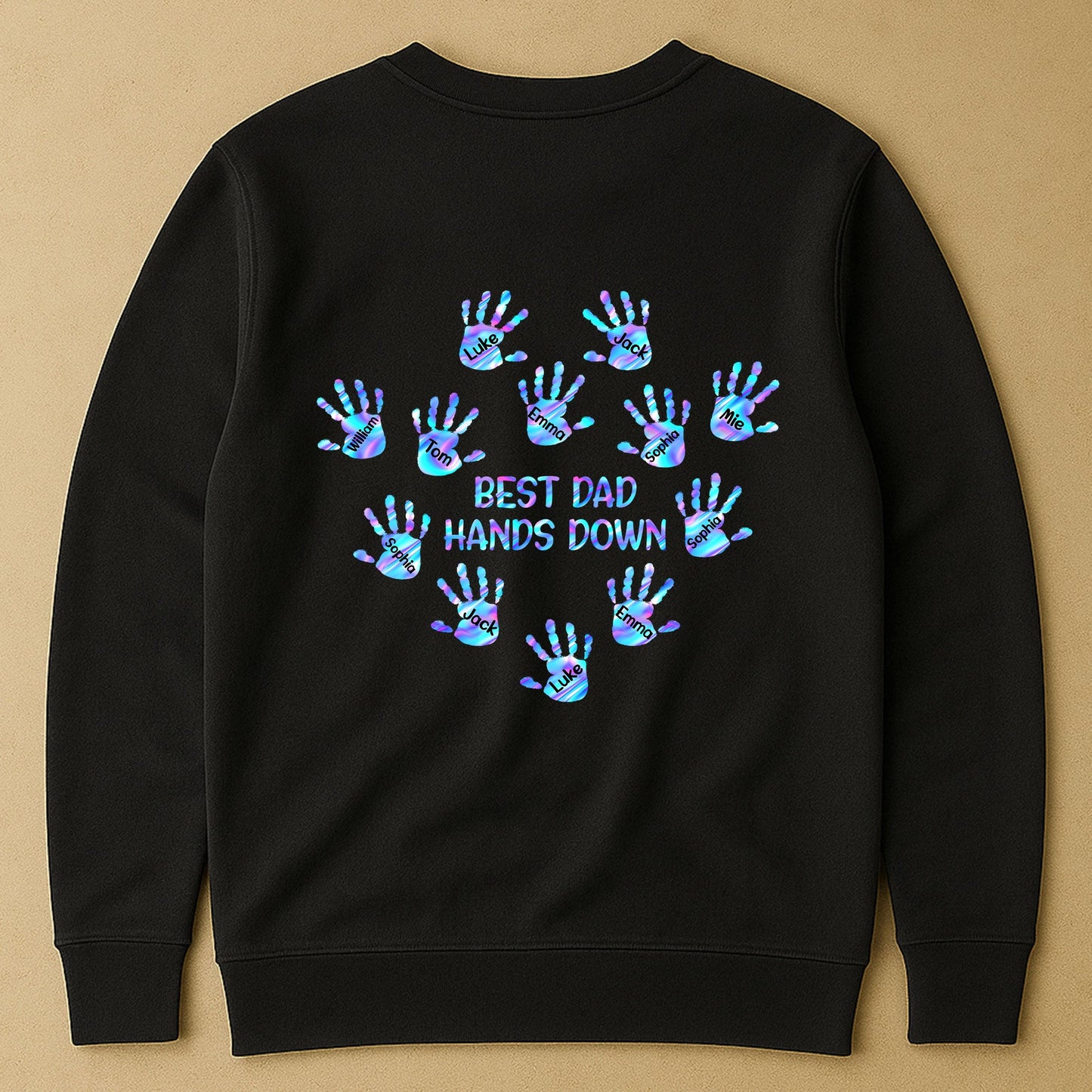 Best Dad Hands Down - Personalized Back Printed Shirt