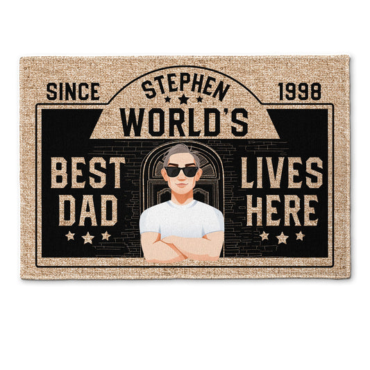 Best Dad Lives Here - Personalized Doormat