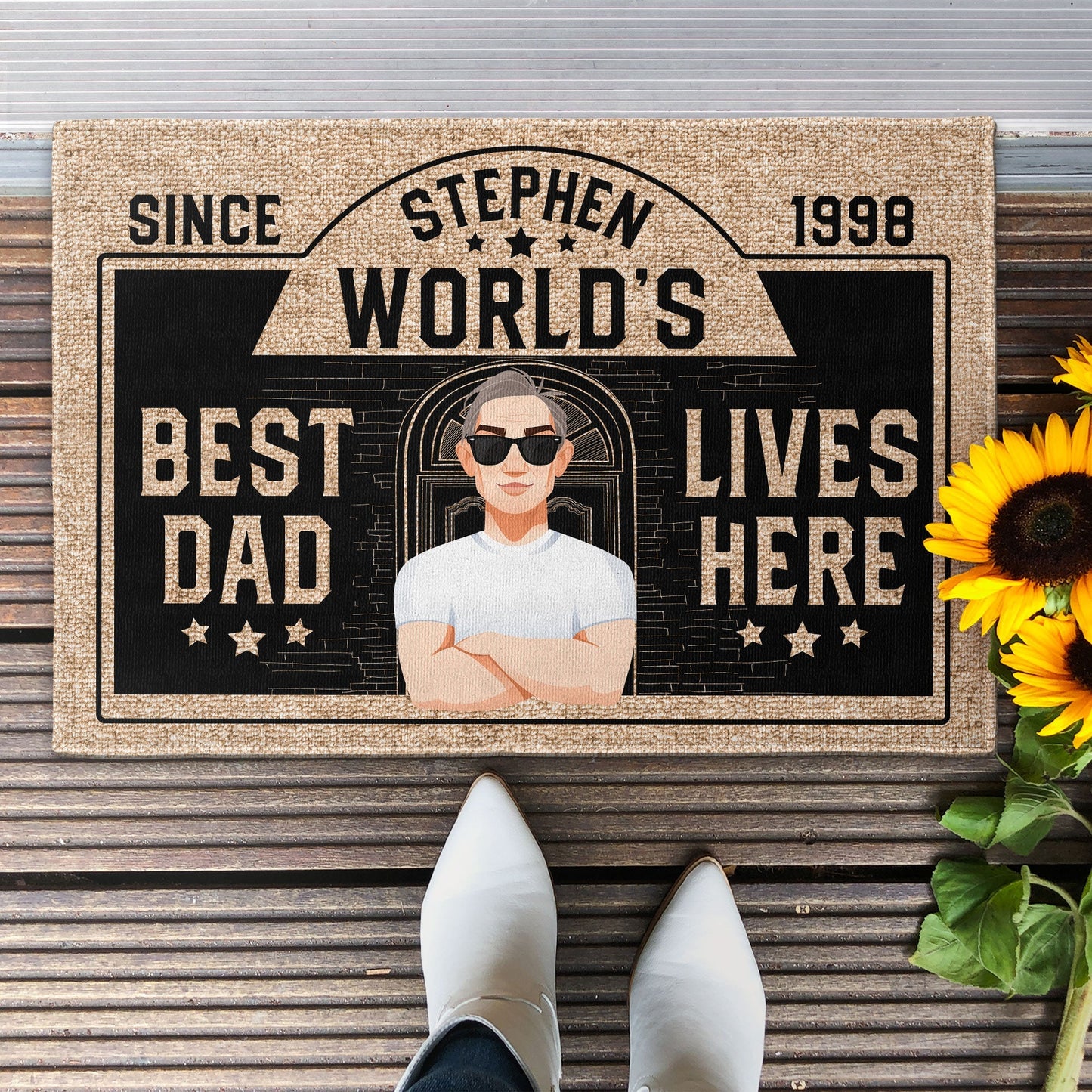 Best Dad Lives Here - Personalized Doormat