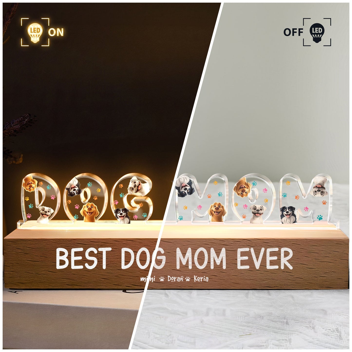 Best Dog Mom Ever New Version - Personalized LED Night Light