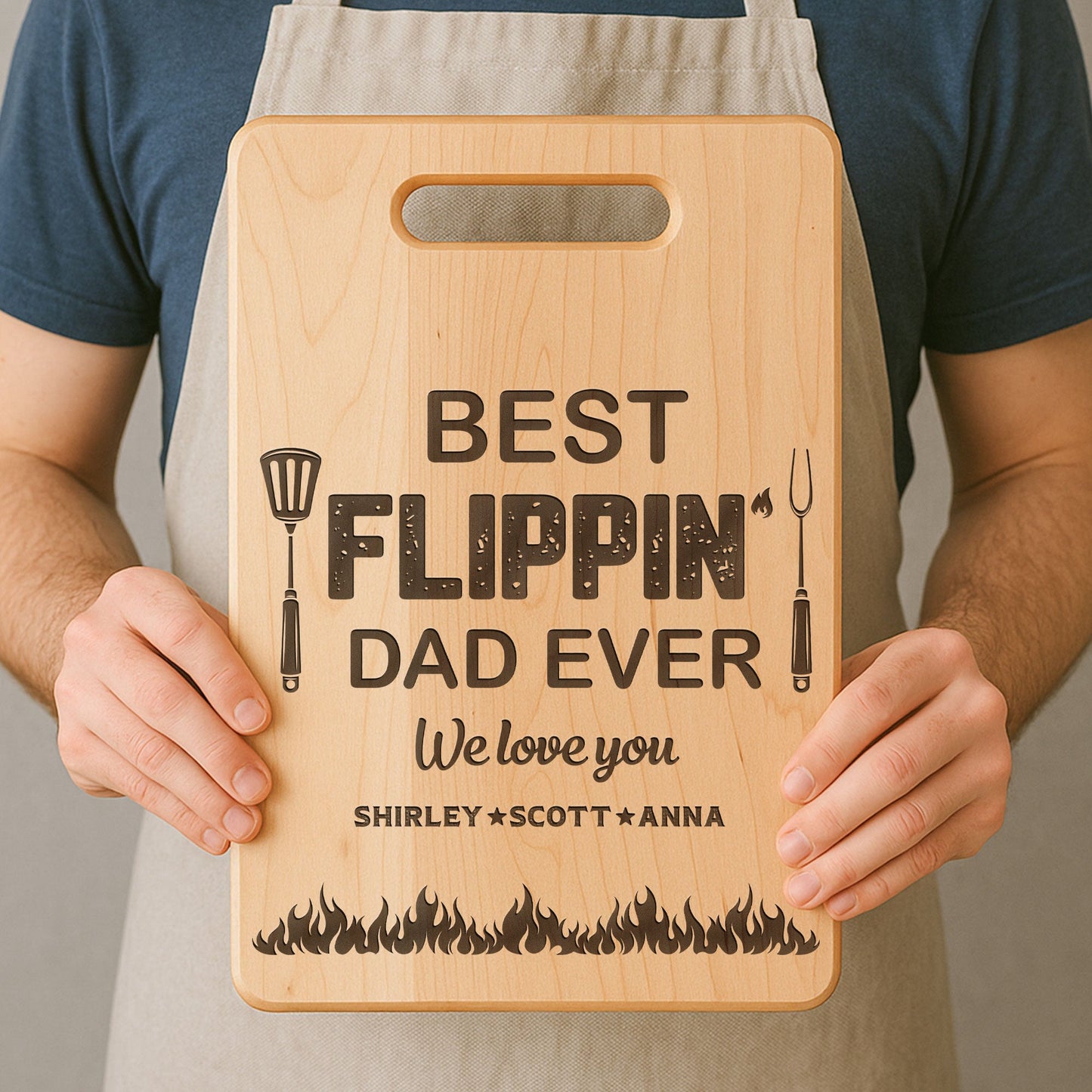 Best Flippin Dad Ever - Personalized Engraved Maple Cutting Board
