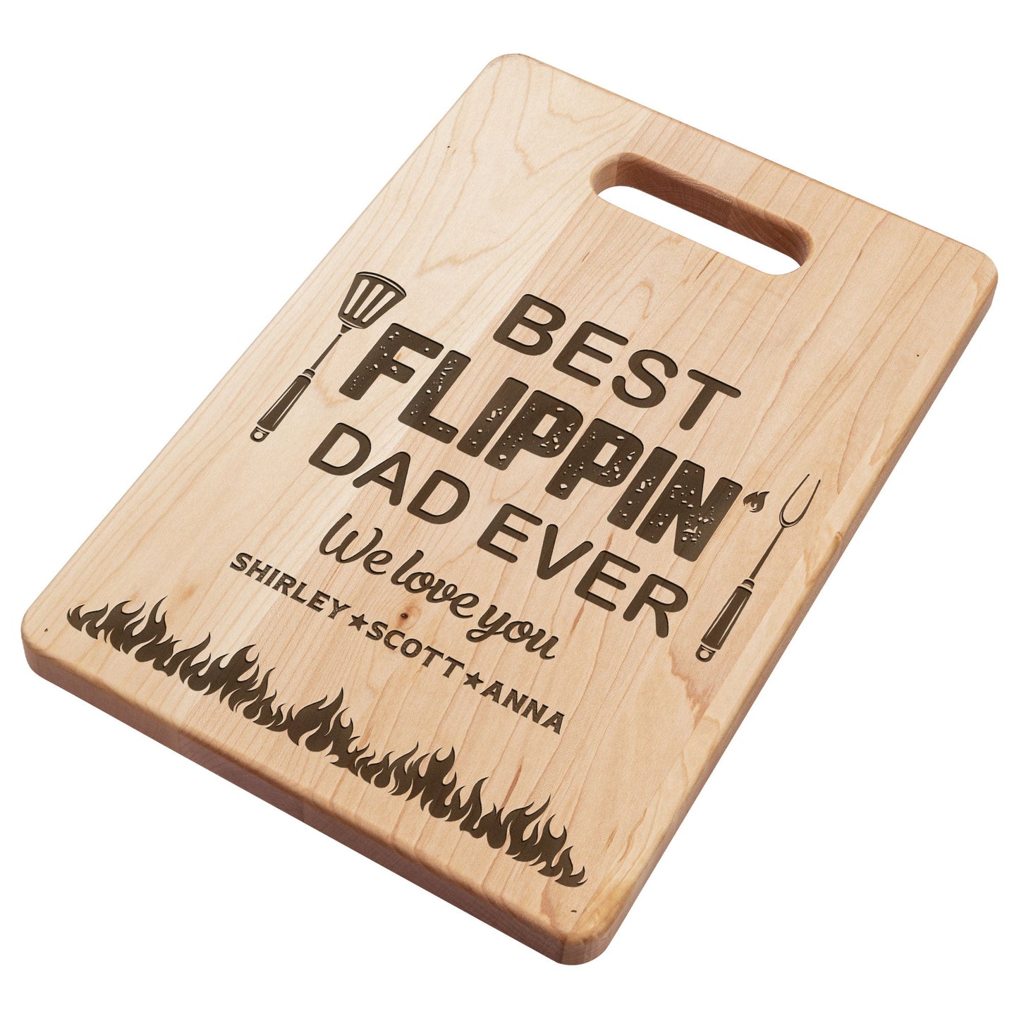 Best Flippin Dad Ever - Personalized Engraved Maple Cutting Board