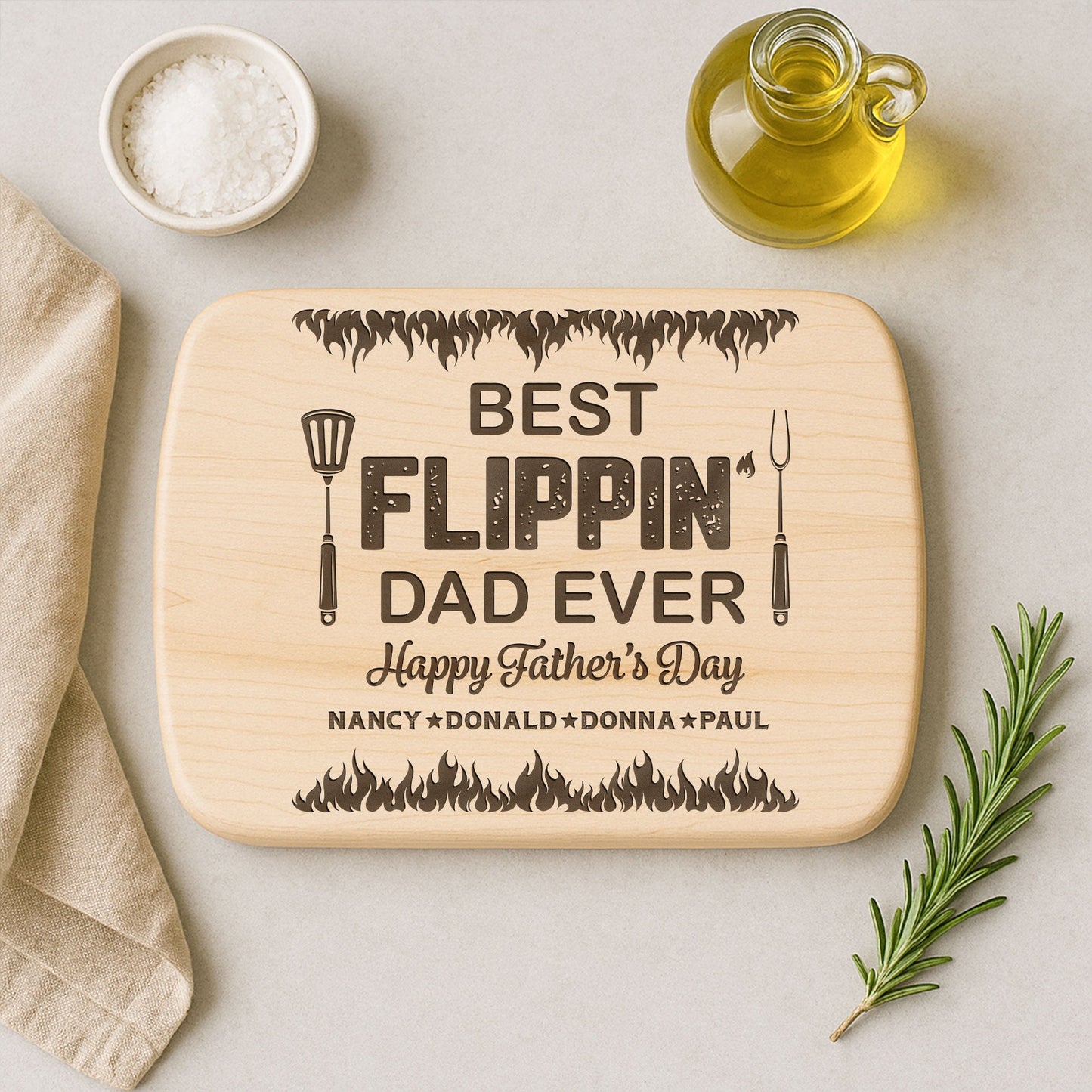 Best Flippin Dad Ever - Personalized Engraved Oval Cutting Board