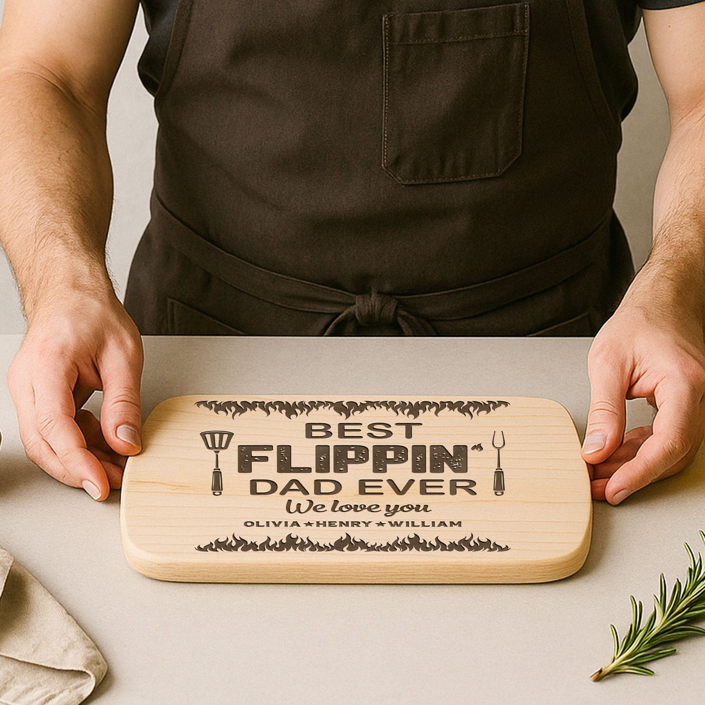 Best Flippin Dad Ever - Personalized Engraved Oval Cutting Board