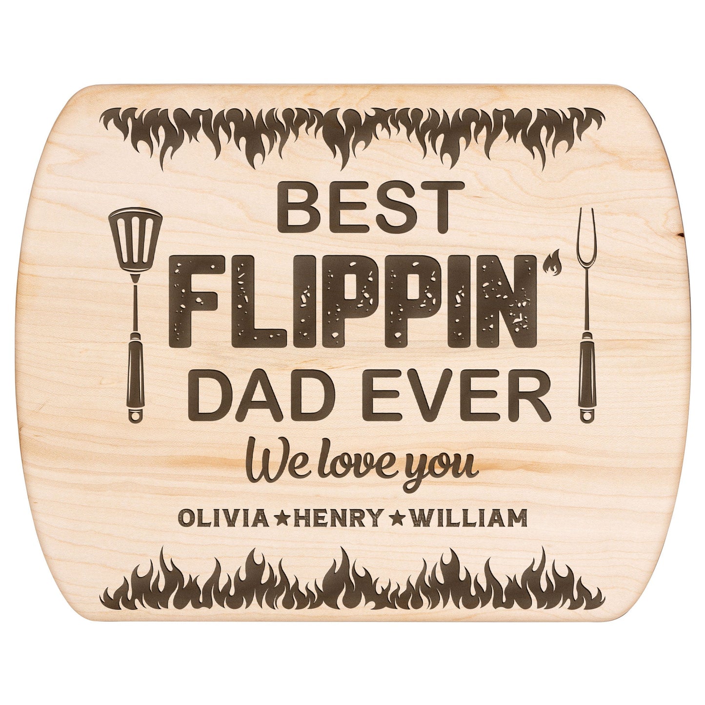 Best Flippin Dad Ever - Personalized Engraved Oval Cutting Board