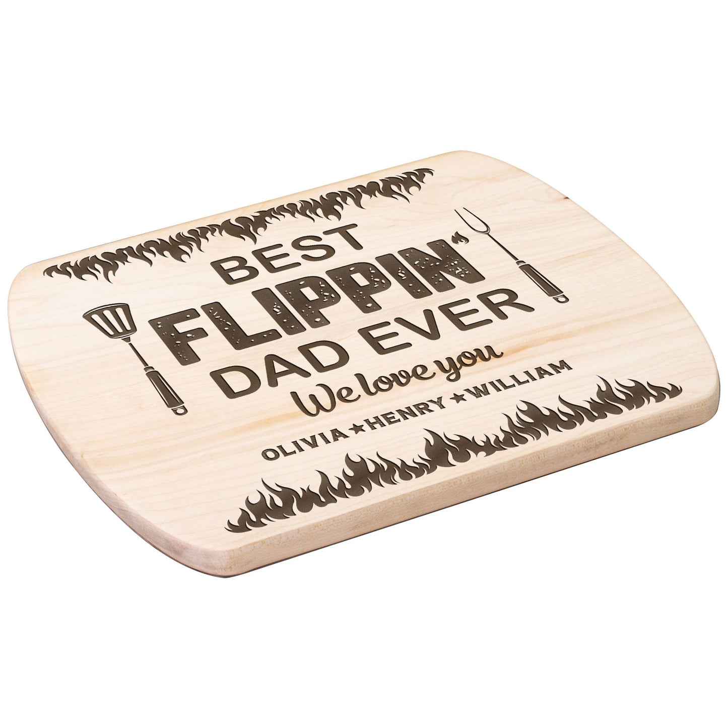 Best Flippin Dad Ever - Personalized Engraved Oval Cutting Board