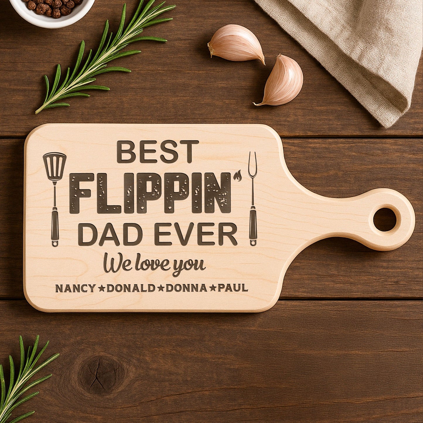Best Flippin Dad Ever - Personalized Paddle Cutting Board