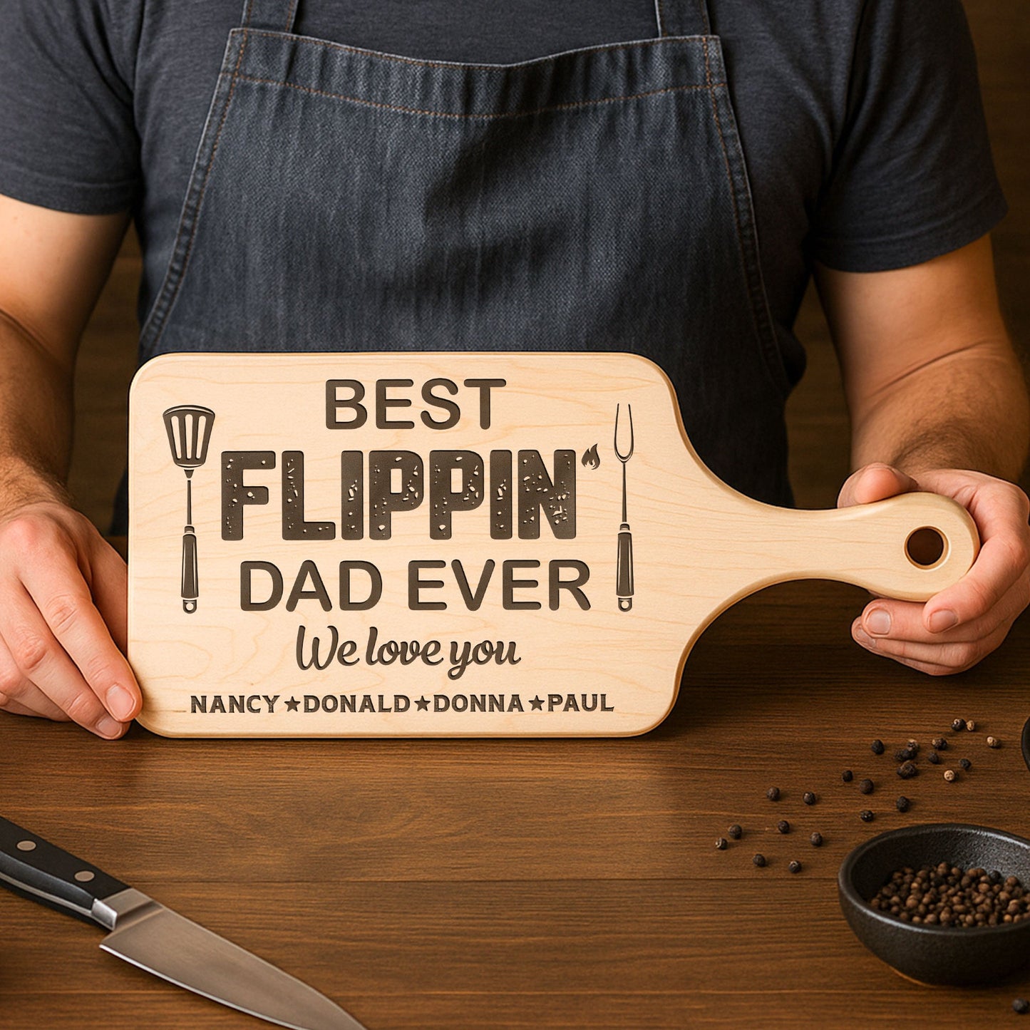 Best Flippin Dad Ever - Personalized Paddle Cutting Board