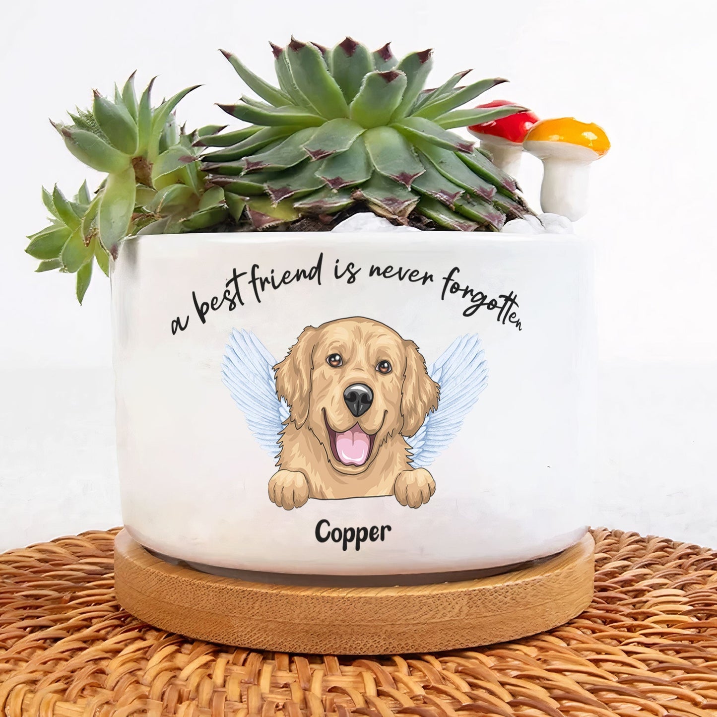 Best Friends Are Never Forgotten - Personalized Ceramic Plant Pot With Tray
