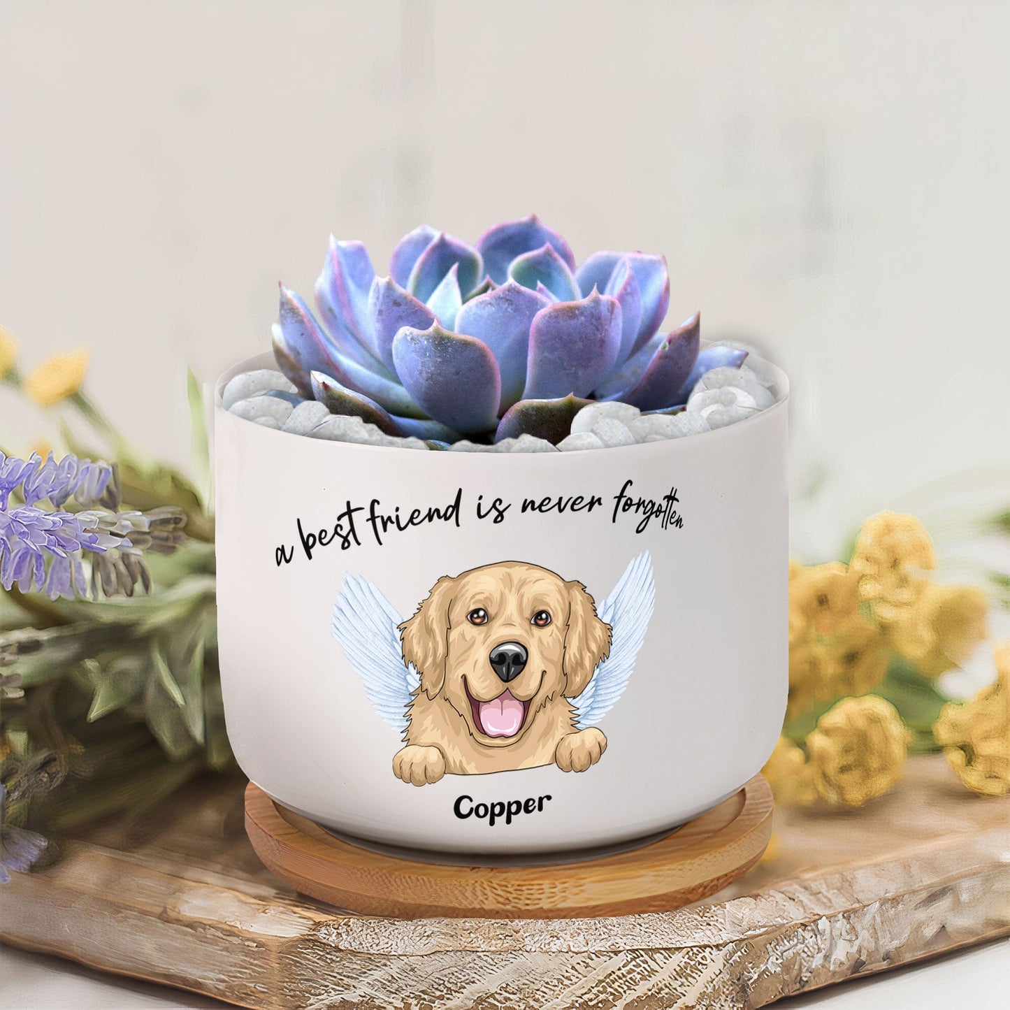 Best Friends Are Never Forgotten - Personalized Ceramic Plant Pot With Tray