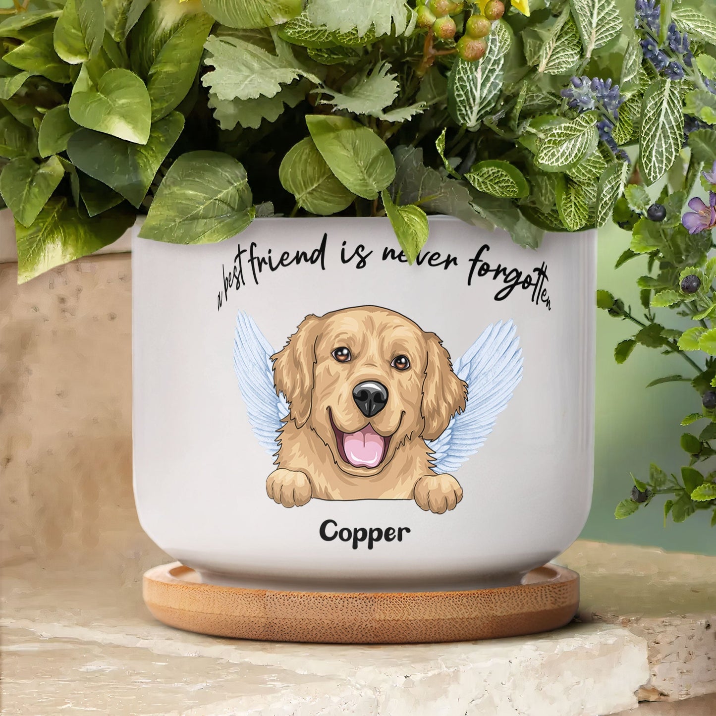 Best Friends Are Never Forgotten - Personalized Ceramic Plant Pot With Tray