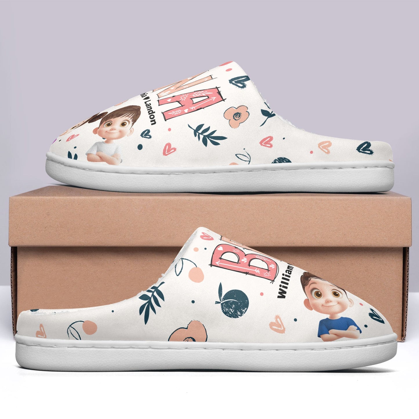 Best Grandma Custom Cute Grandkids - For Gigi, Nana, Mimi, Custom Nicknames - Personalized Slippers