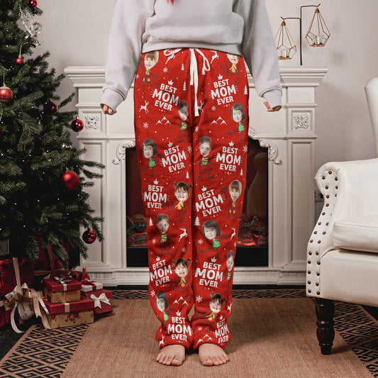 Best Mom Ever Custom Photo - Personalized Photo Fleece Pajama Pants