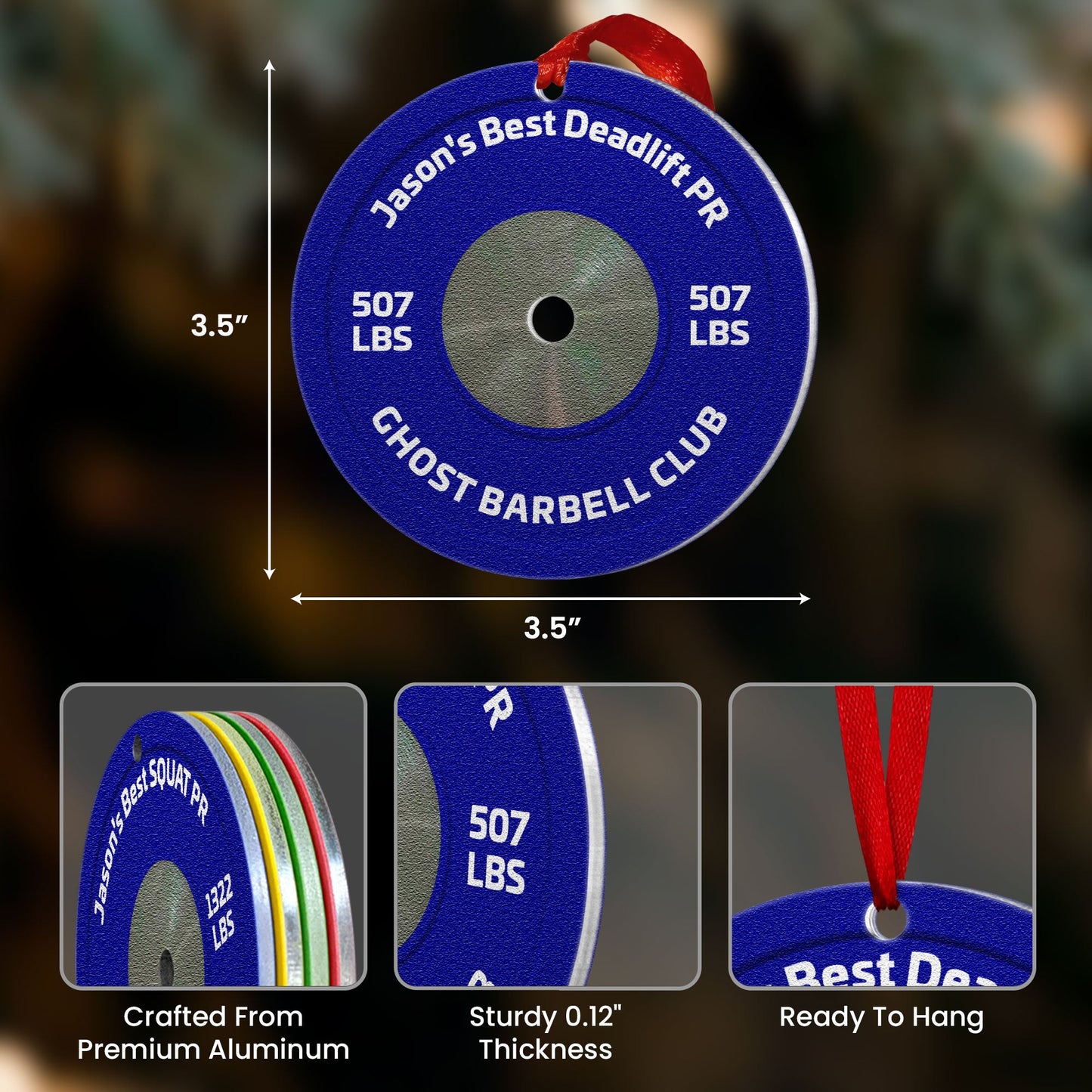 [Only available in the U.S] Best PR On Weight Plate - Personalized Aluminum Ornament