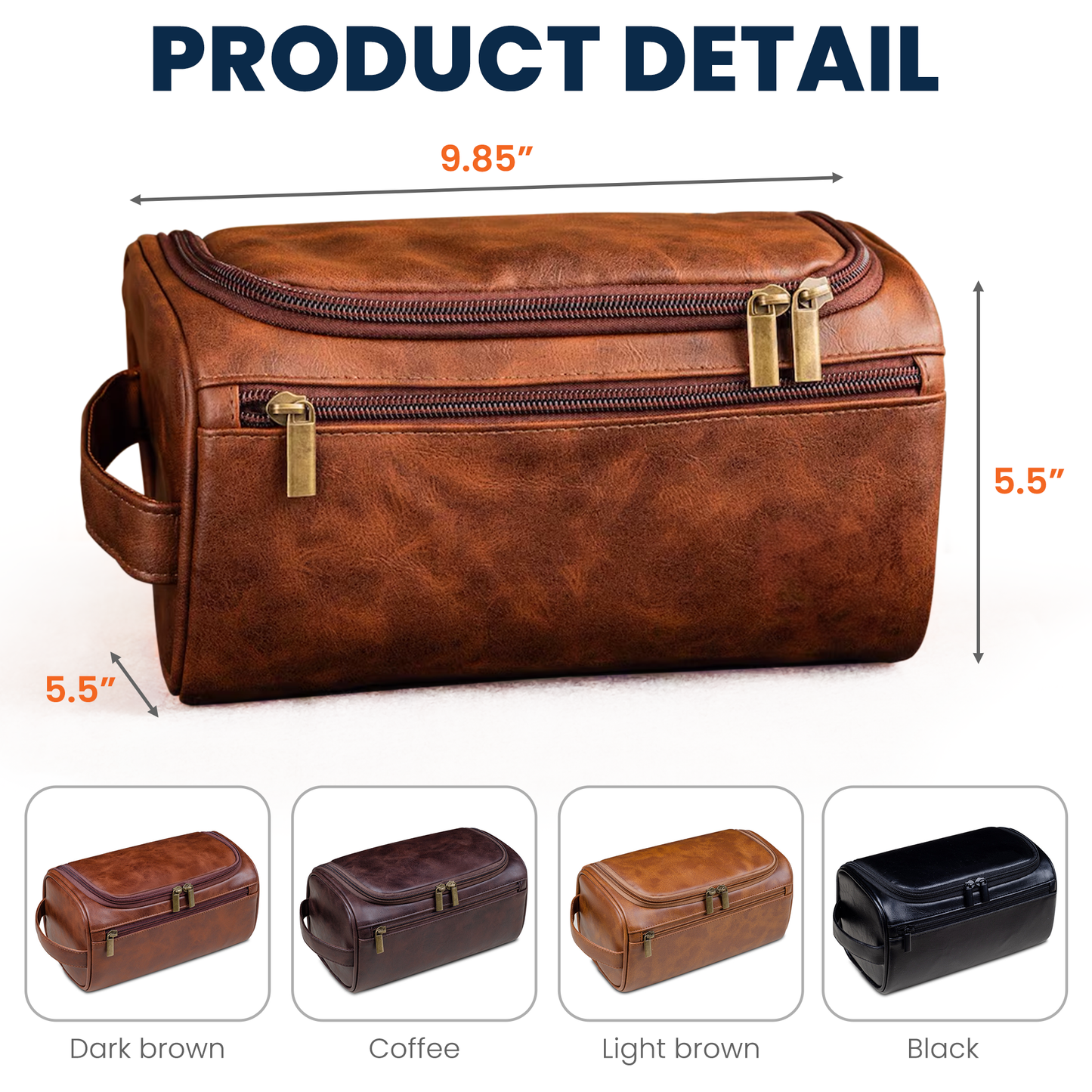 Best Papa Ever - Handprints - Personalized Leather Toiletry Bag