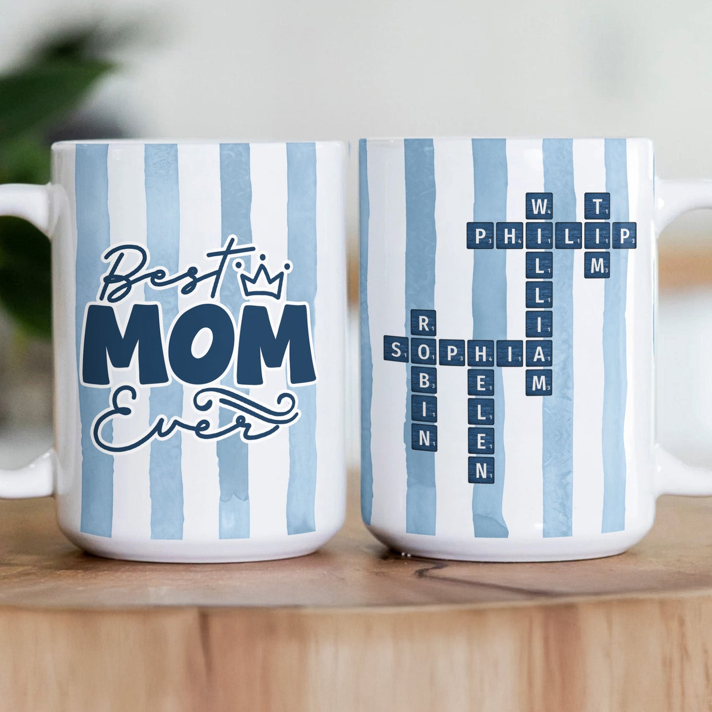 Best Mom Ever Watercolor Scrabble - Personalized Mug