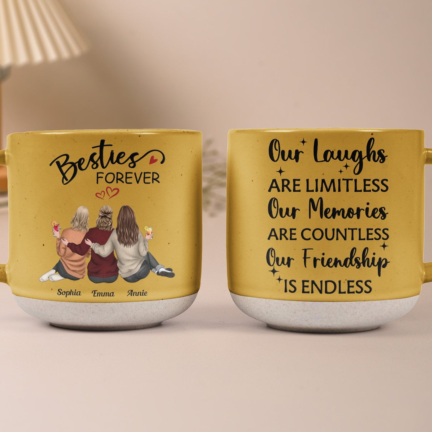 Besties Forever Our Laughs Are Limitless - Personalized Pottery Mug