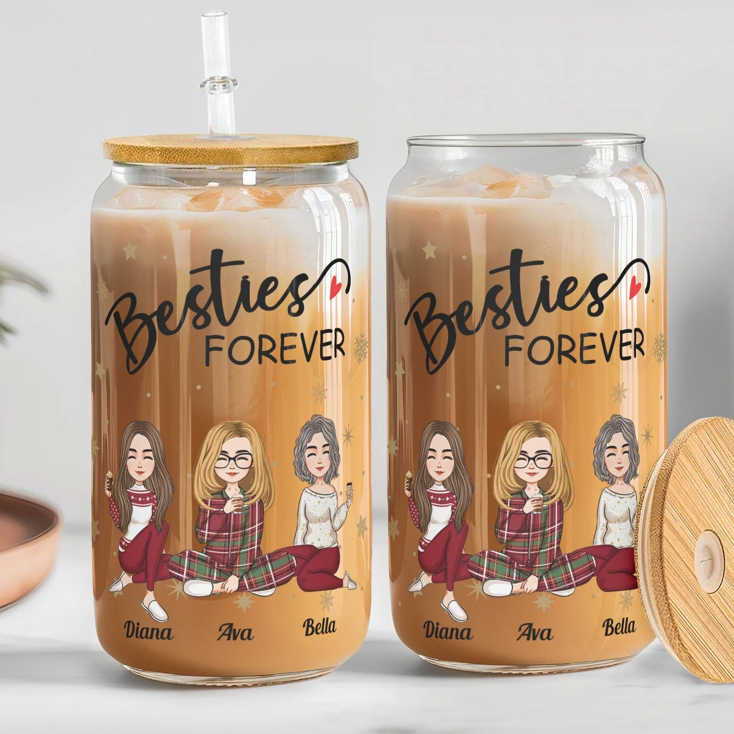 Besties Forever - Personalized Clear Glass Cup