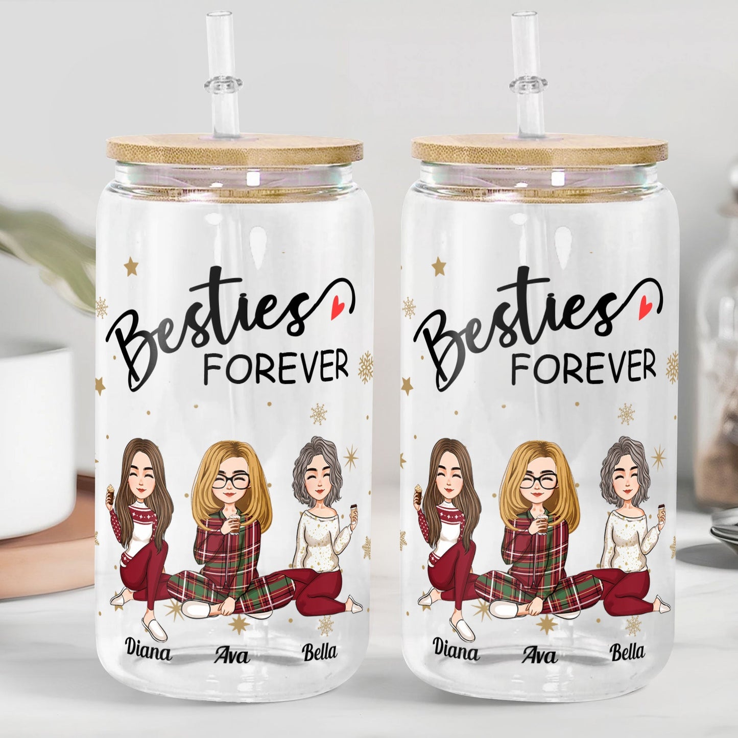 Besties Forever - Personalized Clear Glass Cup