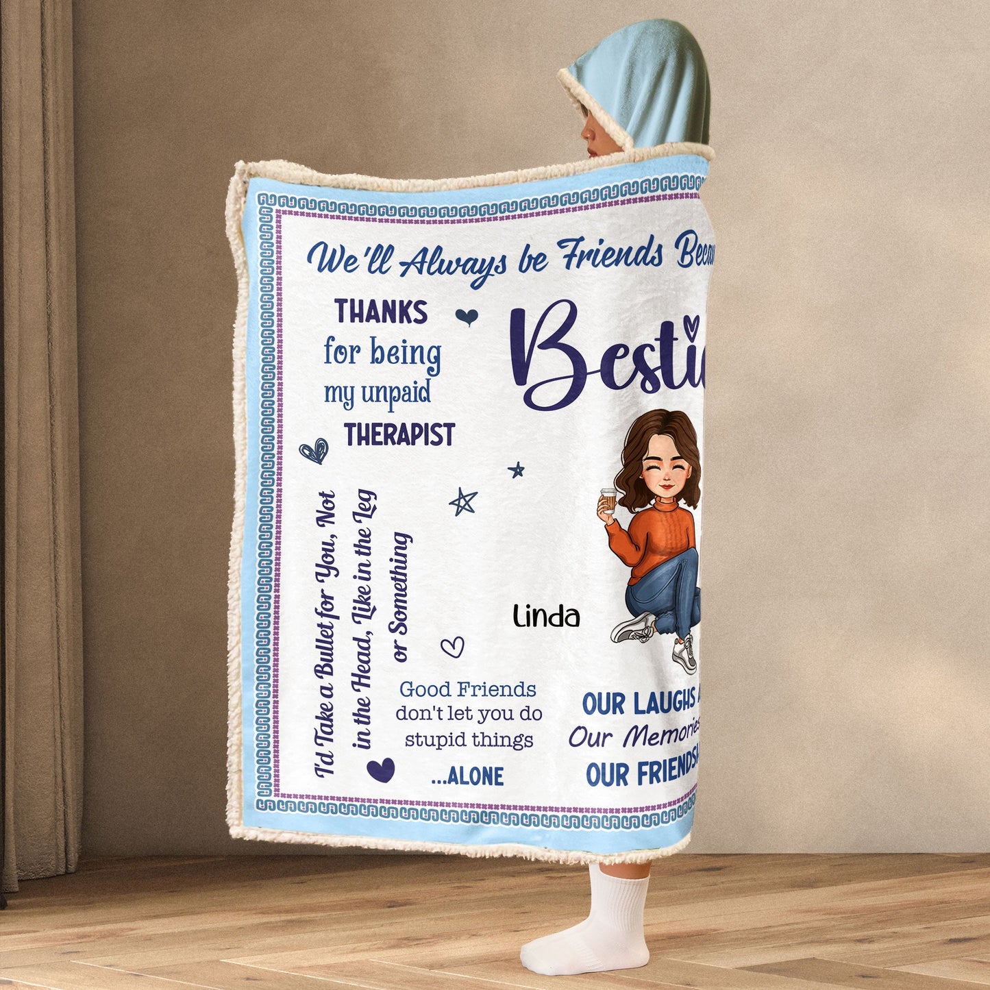 Besties Forever - Personalized Wearable Blanket Hoodie