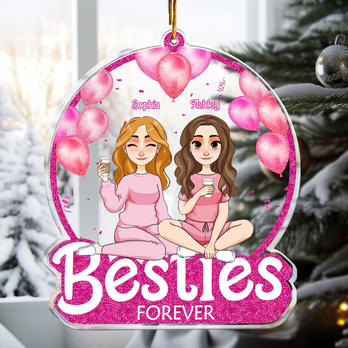 Besties Forever - Pink Version - Personalized Acrylic Ornament