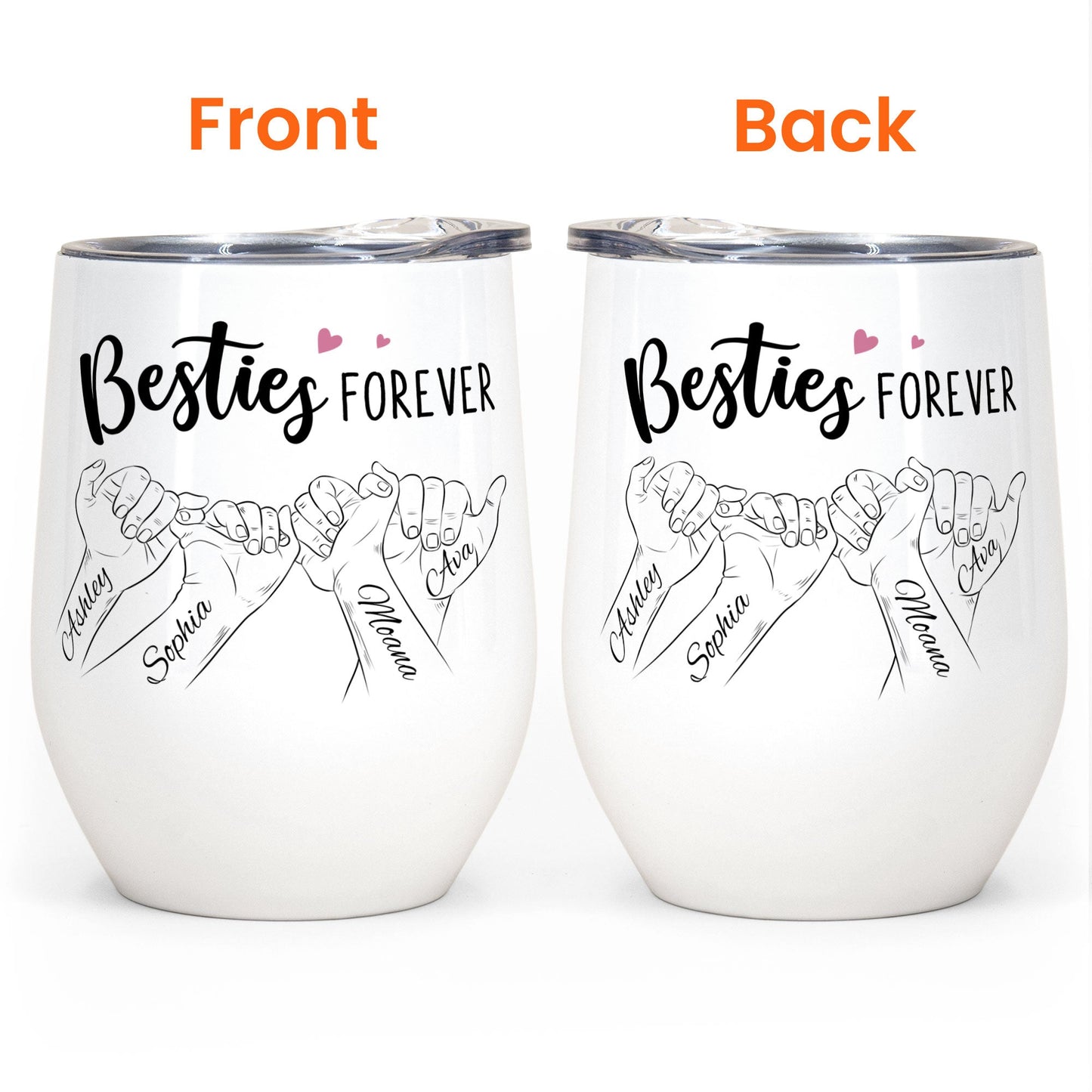 Besties Forever Pinky Promise - Personalized Wine Tumbler - Anniversary, Birthday Gift For Besties, Friends, BFF, Girl Crew