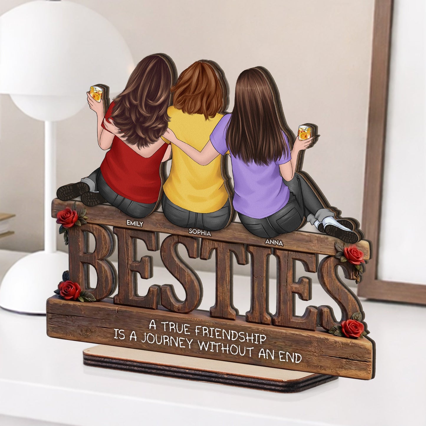 Besties Forever Birthday Thank You Gifts For Friends, Besties, Sisters - Personalized Wooden Plaque