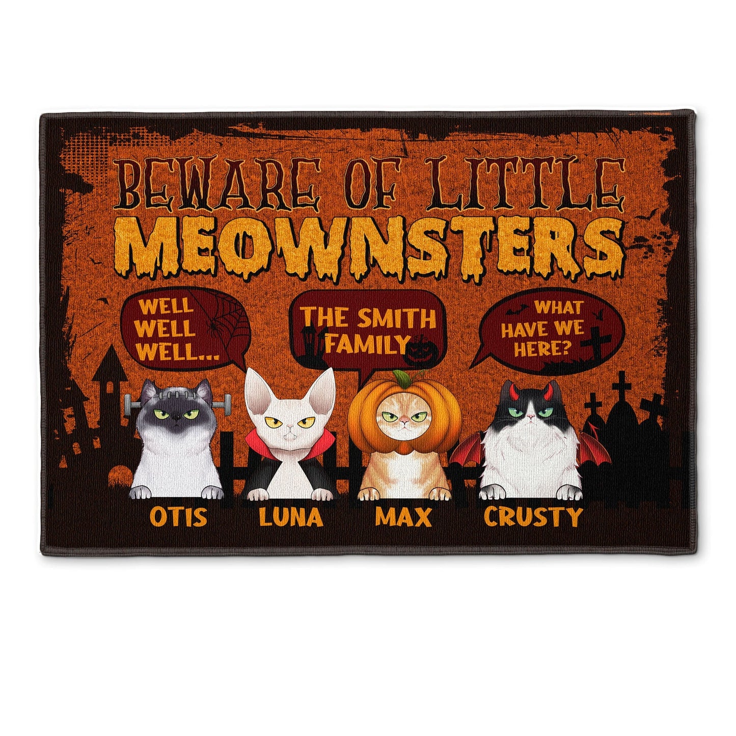 Beware Of Little Meownsters - Personalized Doormat