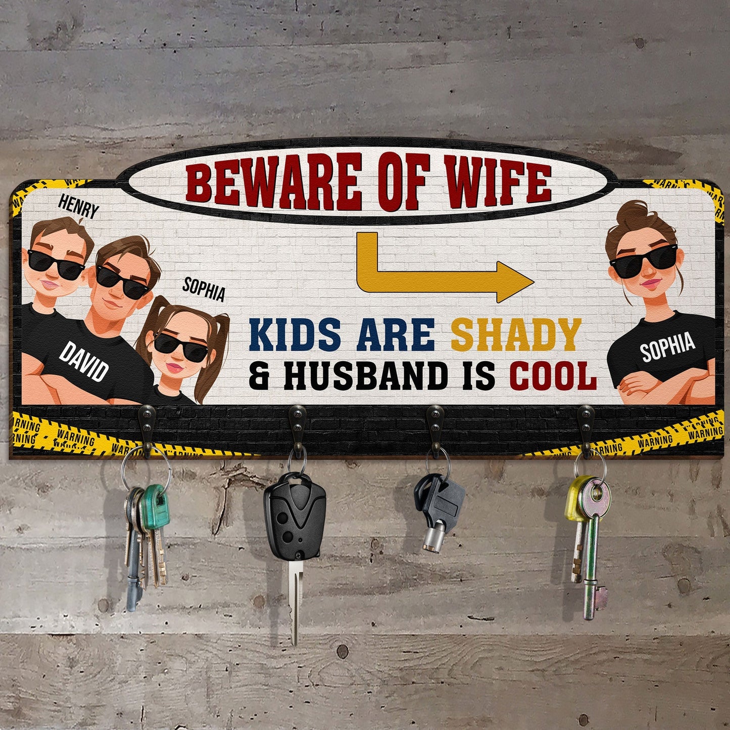 Beware Of Wife - Personalized Key Holder