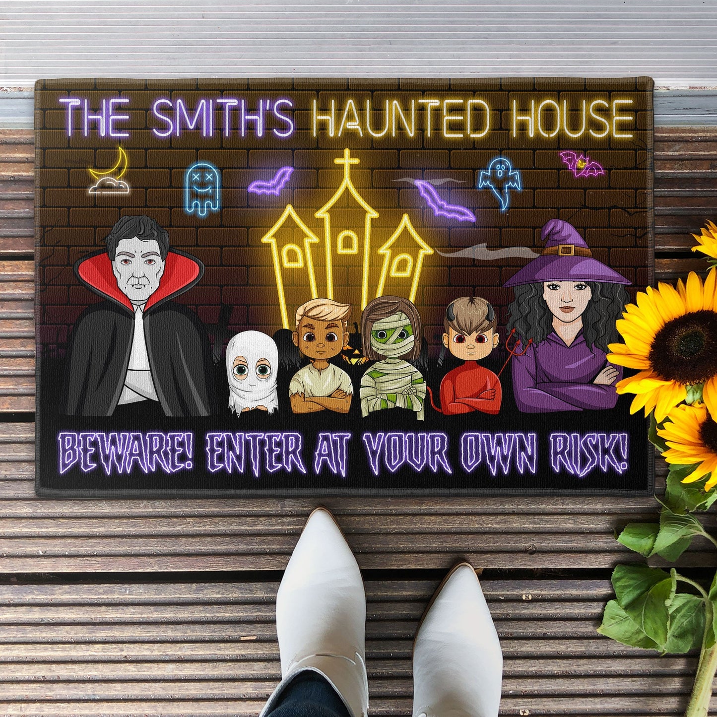 Beware! Еnter At Your Own Risk! - Personalized Doormat