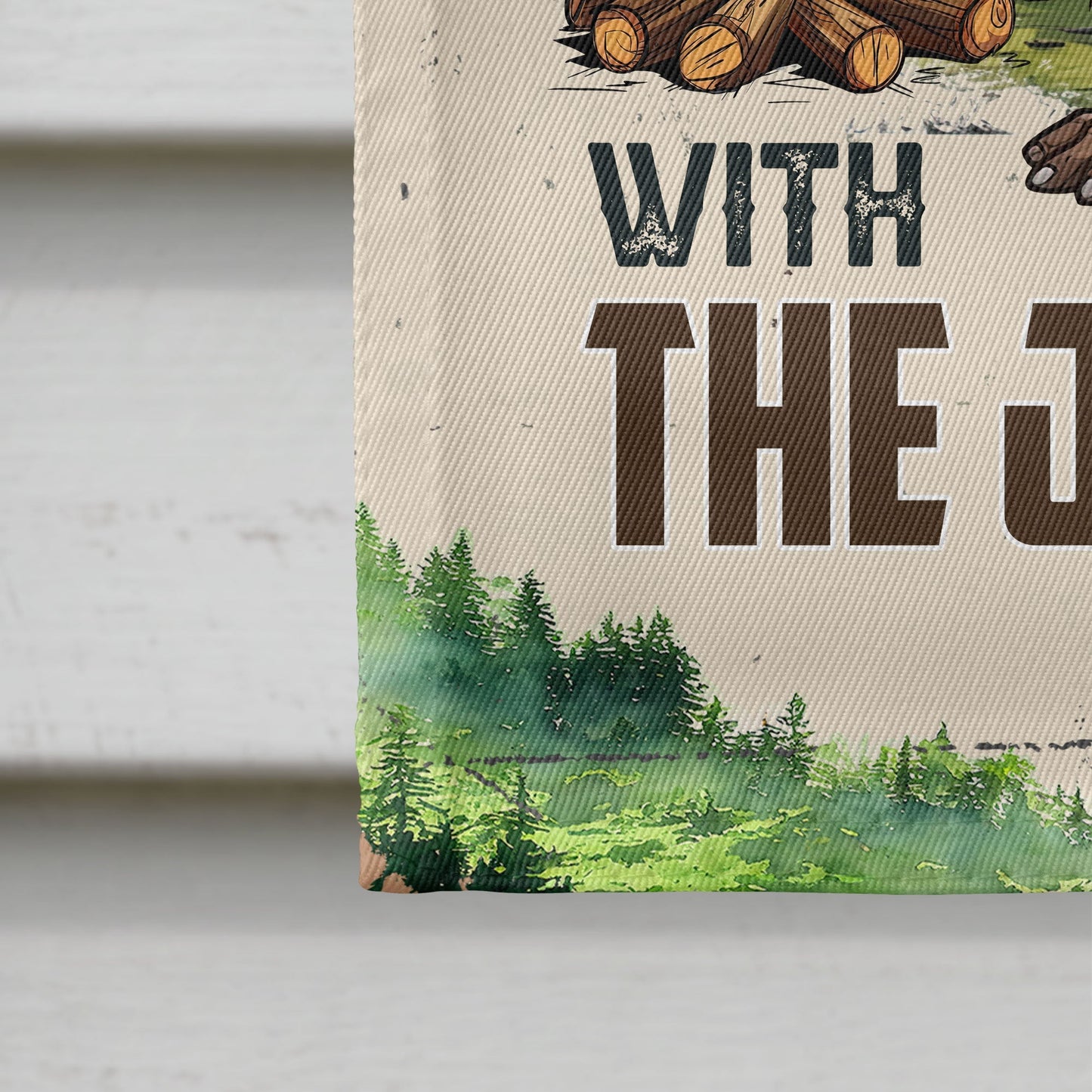 Bigfoot Camps Here With Us - Personalized Flag