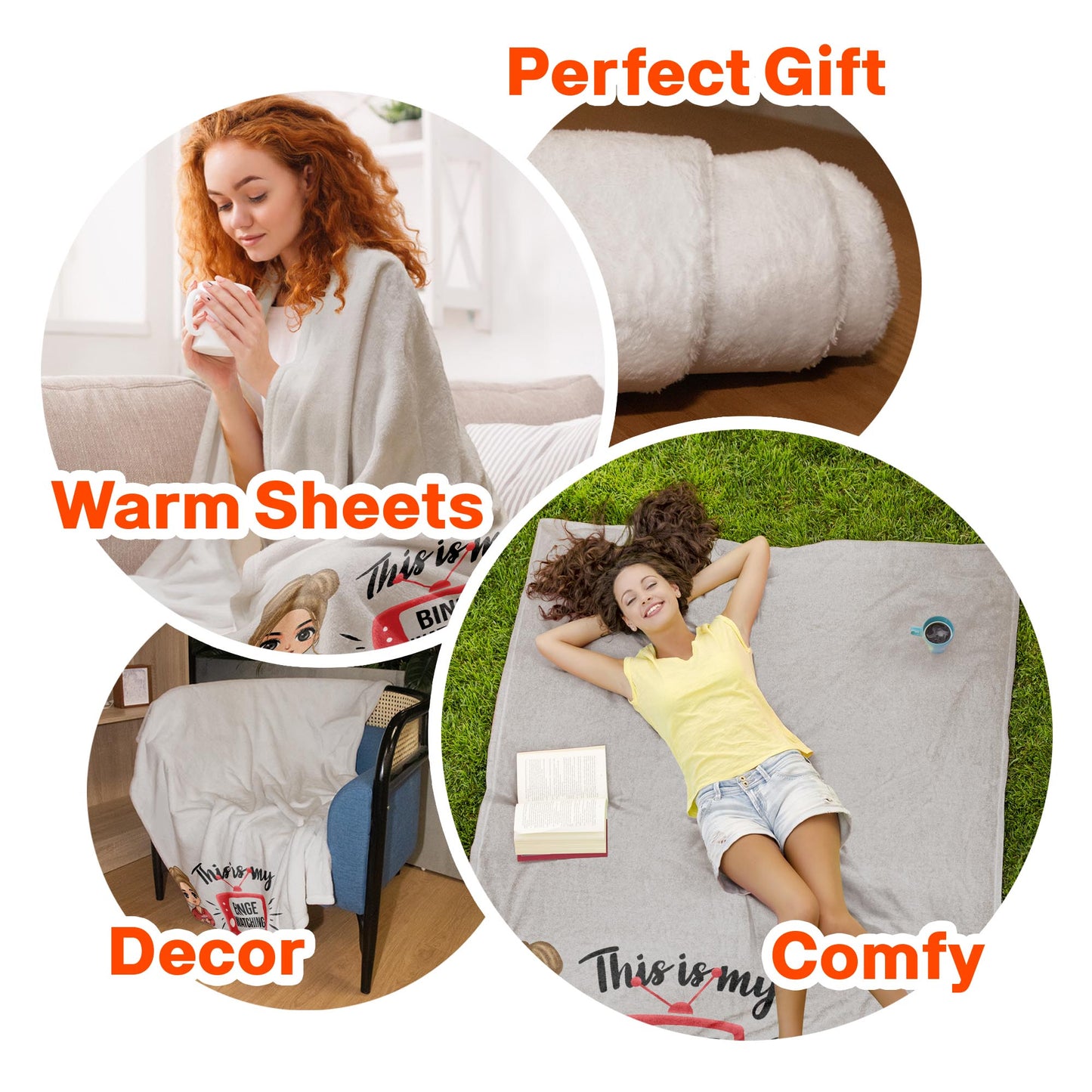 Binge Watching Blanket  - Personalized Blanket  - Birthday Gift For Her, Girl, Woman