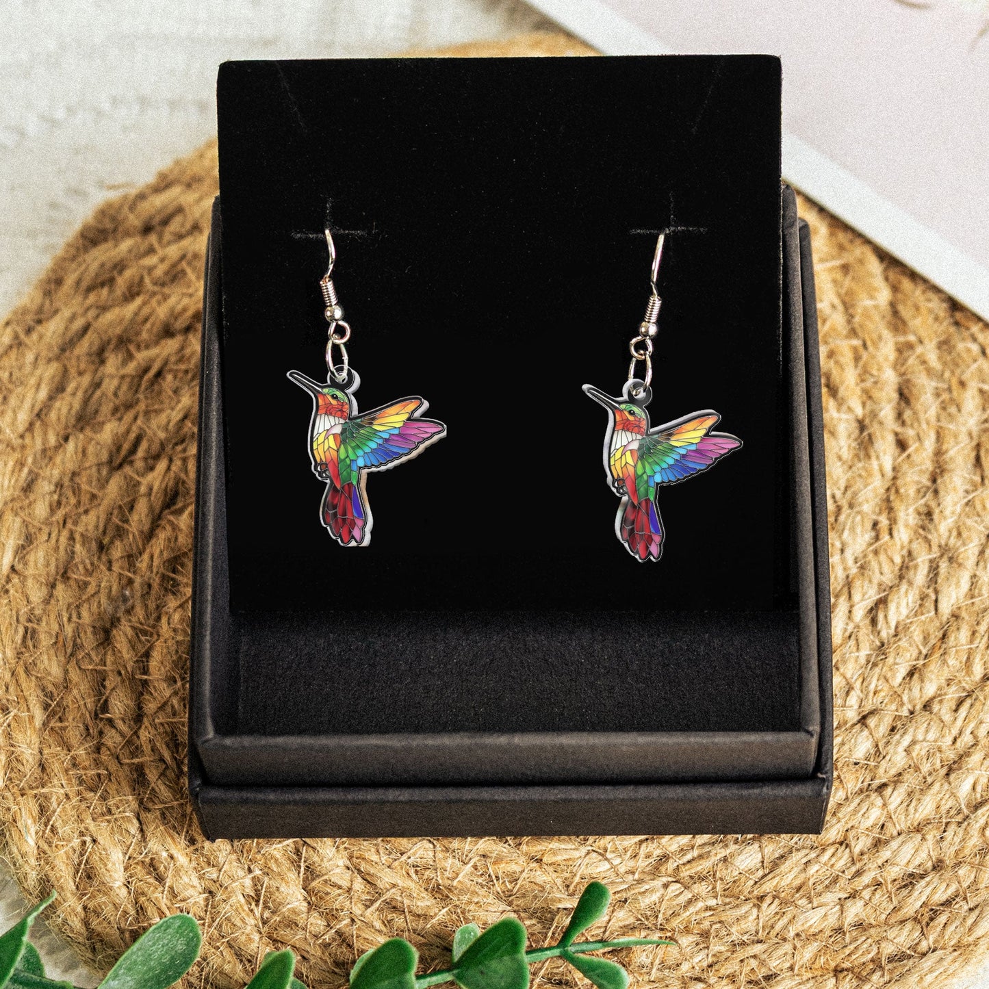 Bird Butterfly Dragonfly Bee Owl Stained Glass Effect - Personalized Acrylic Earrings