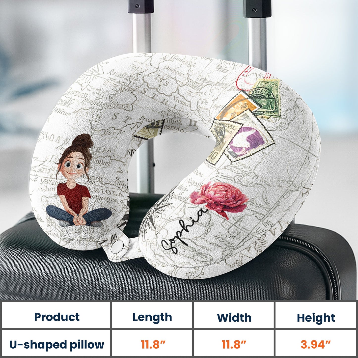 Birth Flower Self Gift - Personalized U-Shaped Travel Neck Pillow
