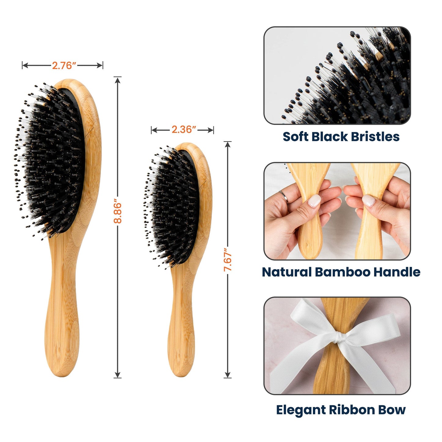 Birth Month Flower With Cute Cartoon - Personalized Hair Brush