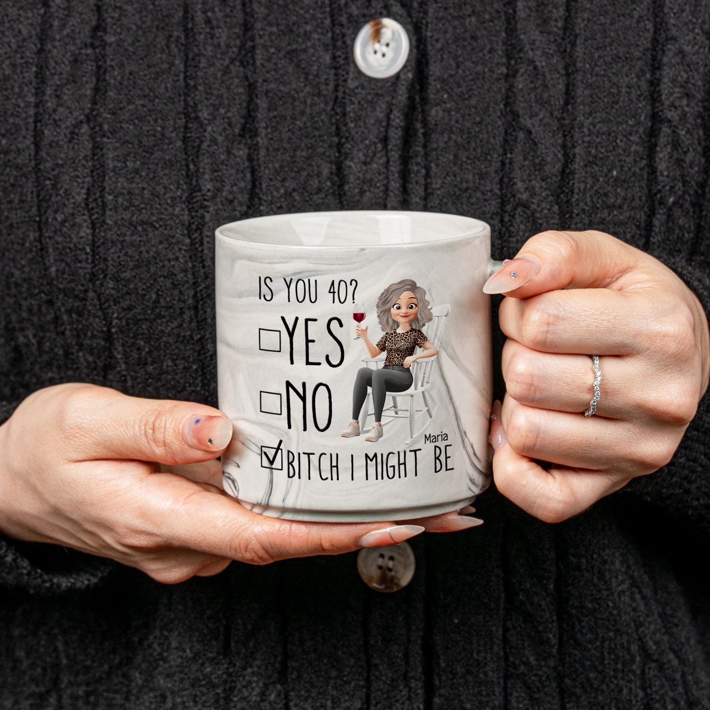 Birthday Gifts For Women, Friends, Mom - Turning Custom Age - Personalized Marble Mug