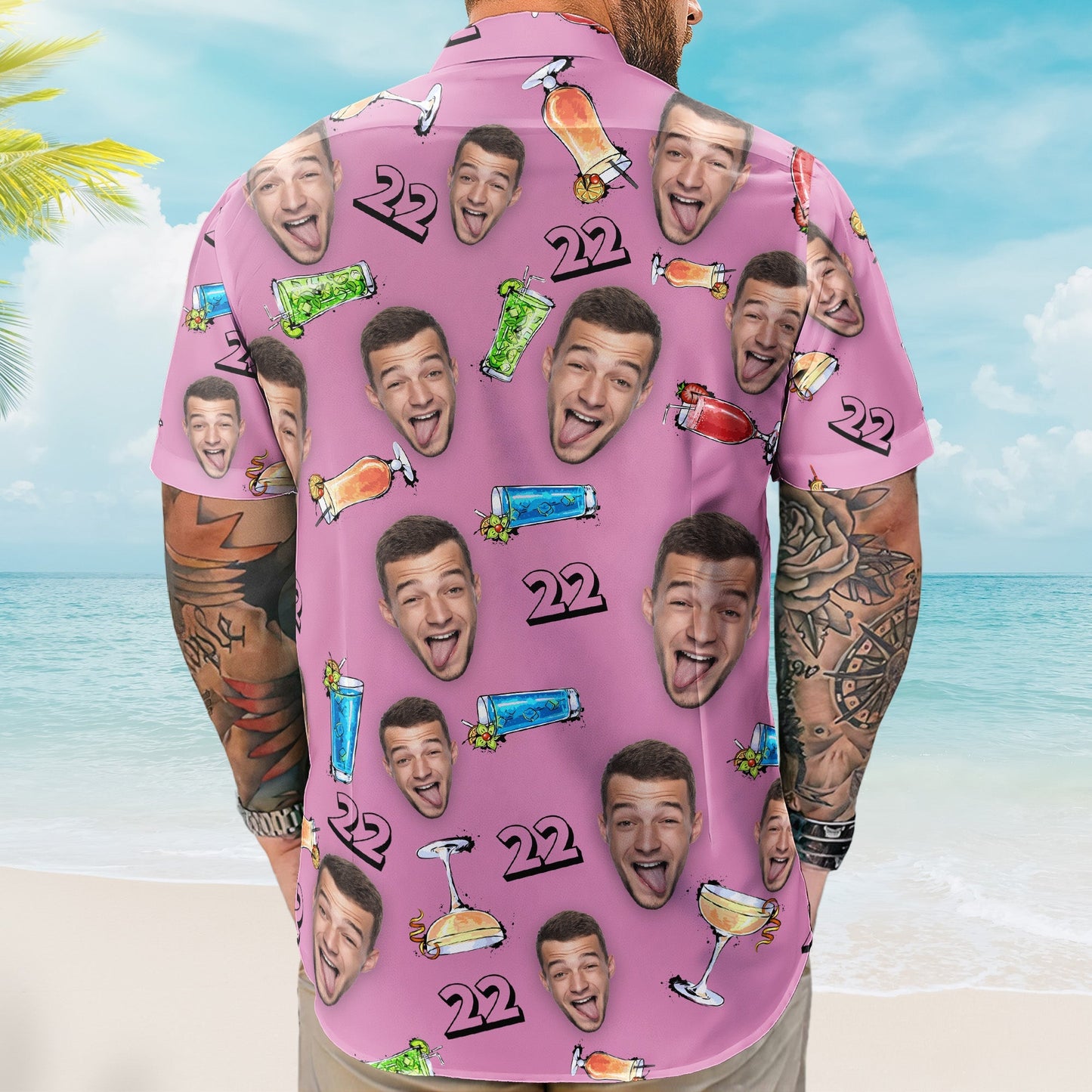 Birthday Party Drinks Custom Face Funny Birthday Gift- Custom Photo Hawaiian Shirts