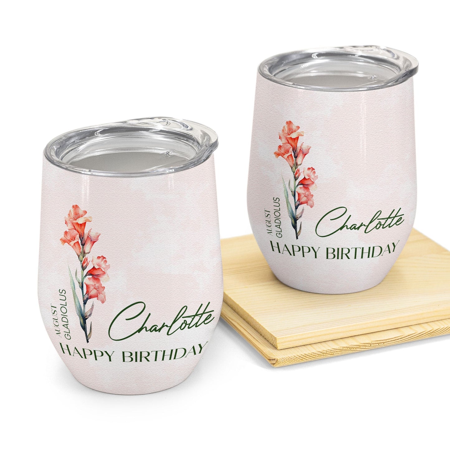 Birthflower Custom Name Birthday Gift For Mom Friend - Personalized Wine Tumbler