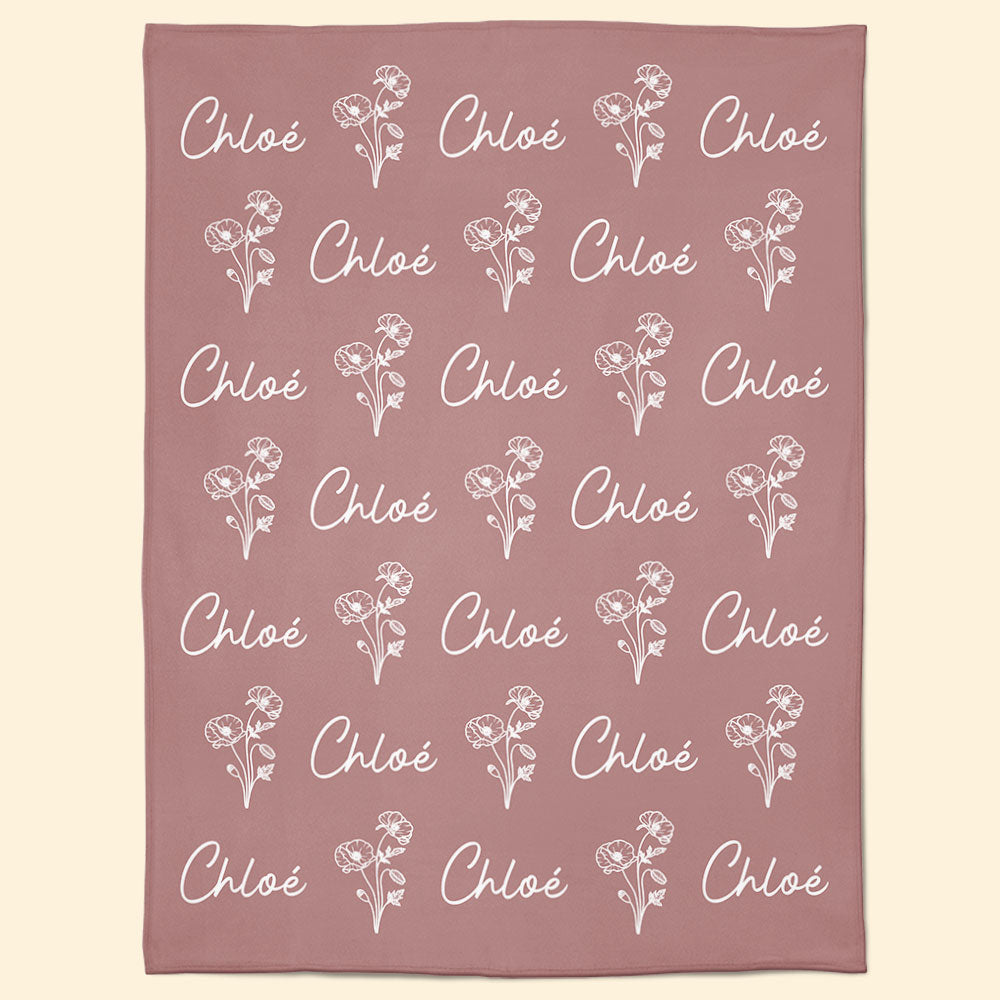 Birthflower Custom Name Birthday Gifts For Women Girls Mom - Personalized Baby Blanket