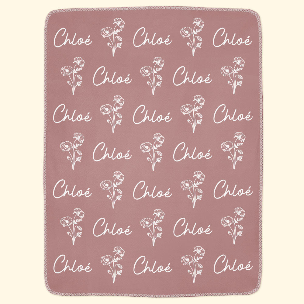 Birthflower Custom Name Birthday Gifts For Women Girls Mom - Personalized Baby Blanket