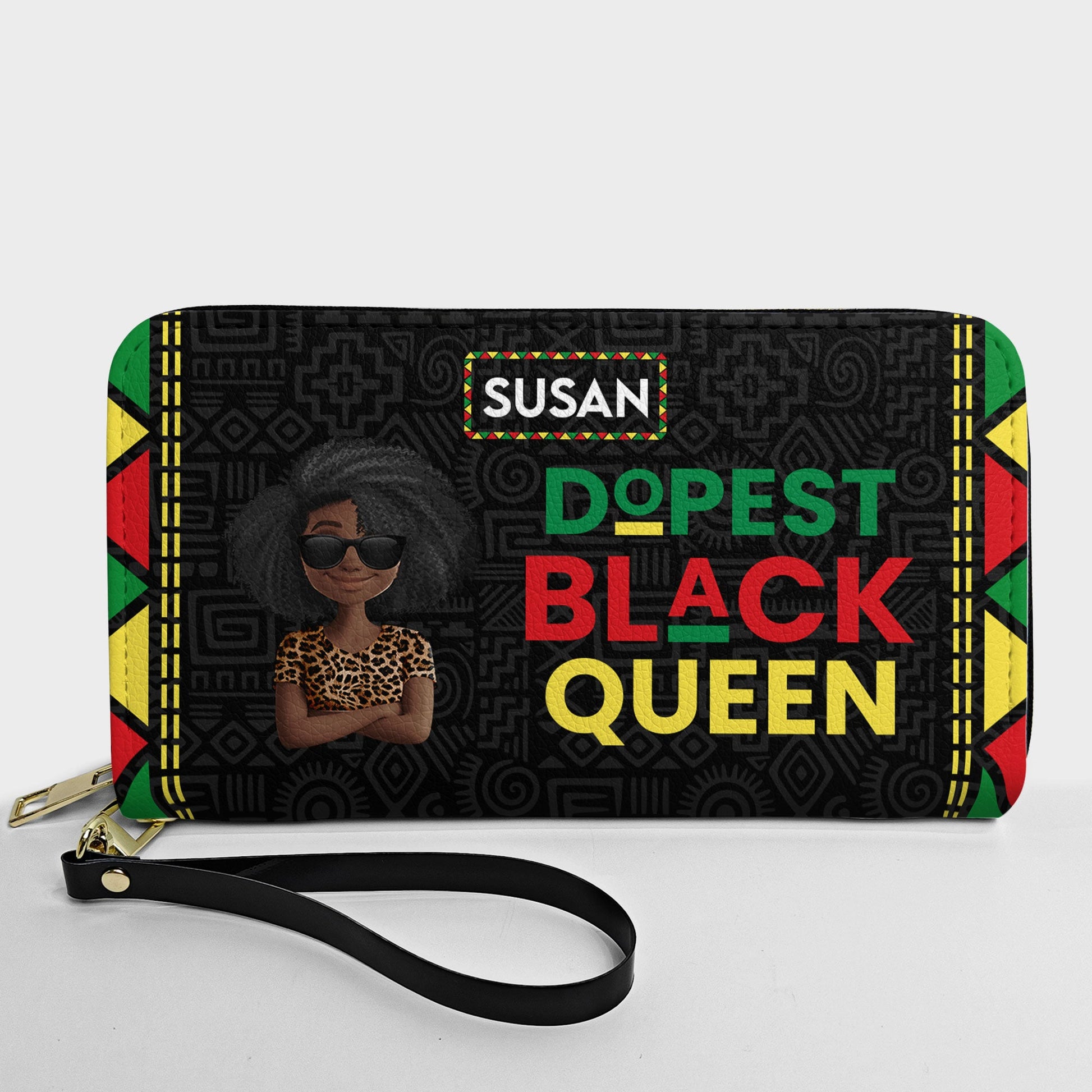 Black Queen - Personalized Leather Long Wallet